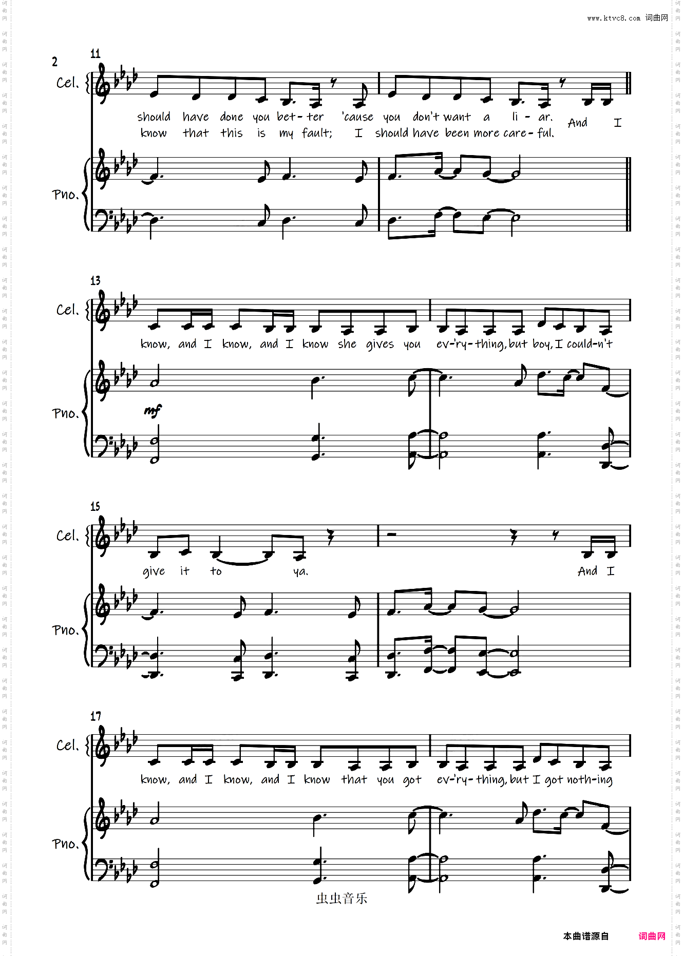 One Last Time【弹唱谱】Ariana Grande「一撇撇耶」