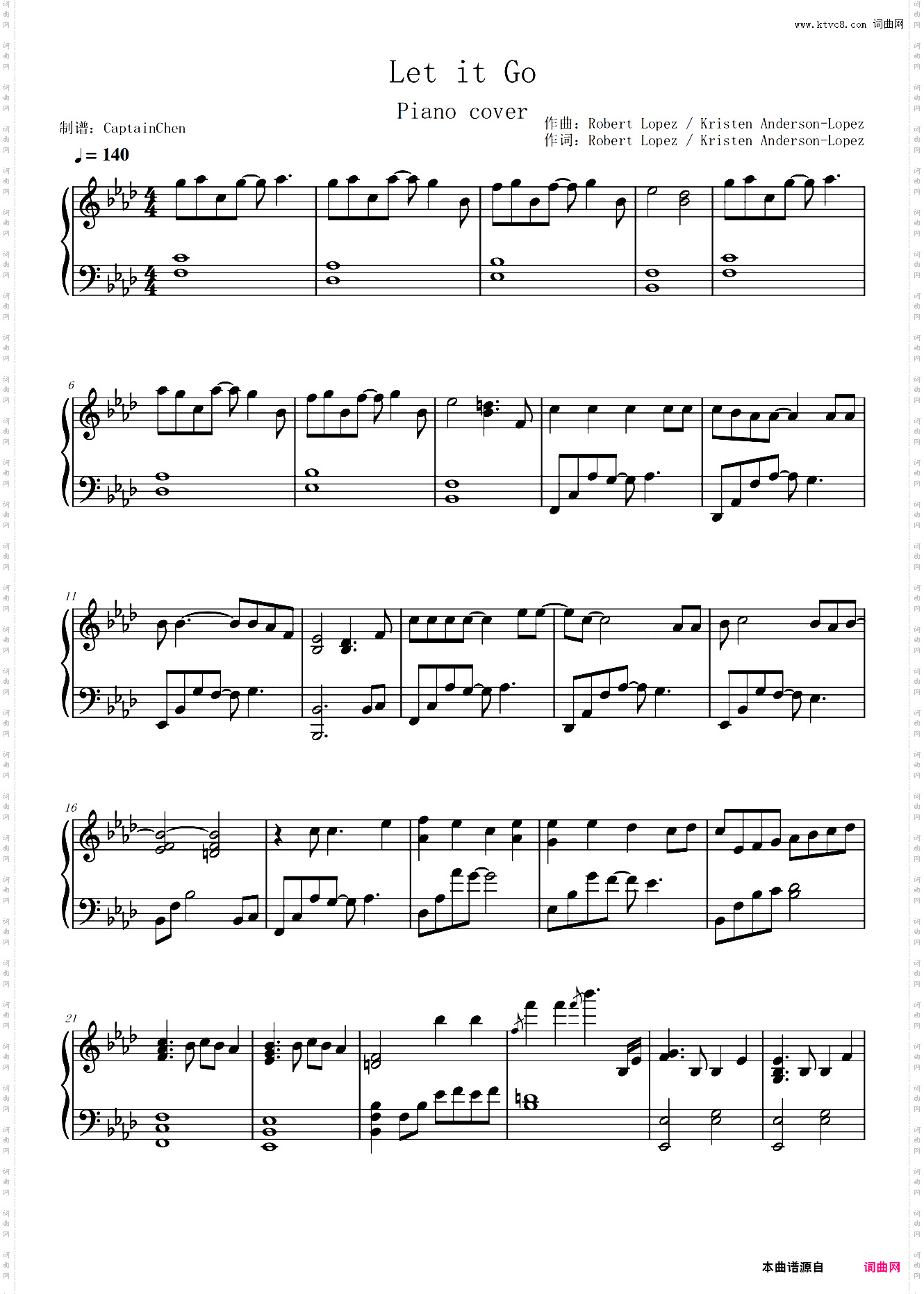 Let It Go 钢琴版