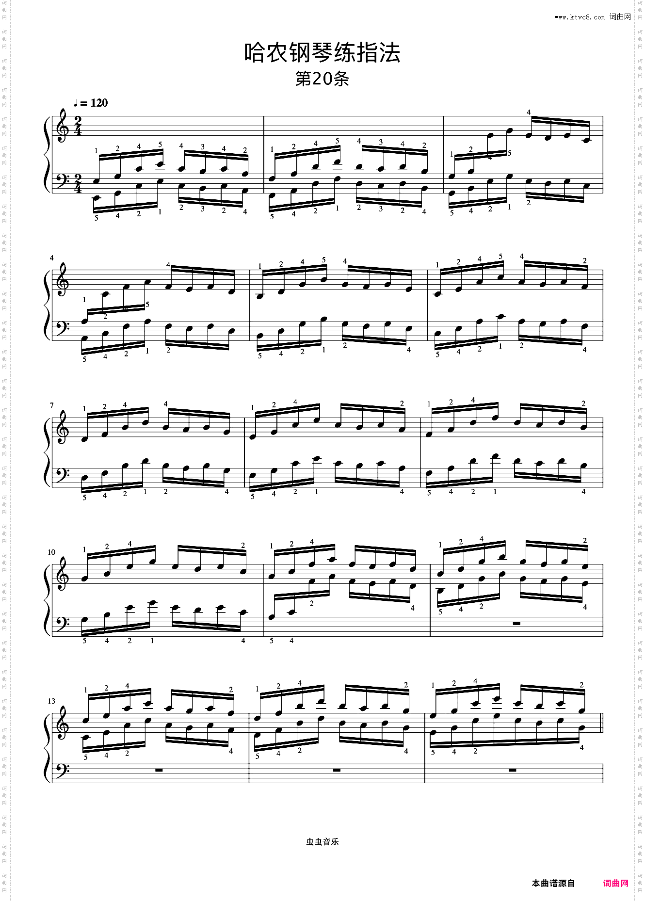练习20《哈农 钢琴练指法》