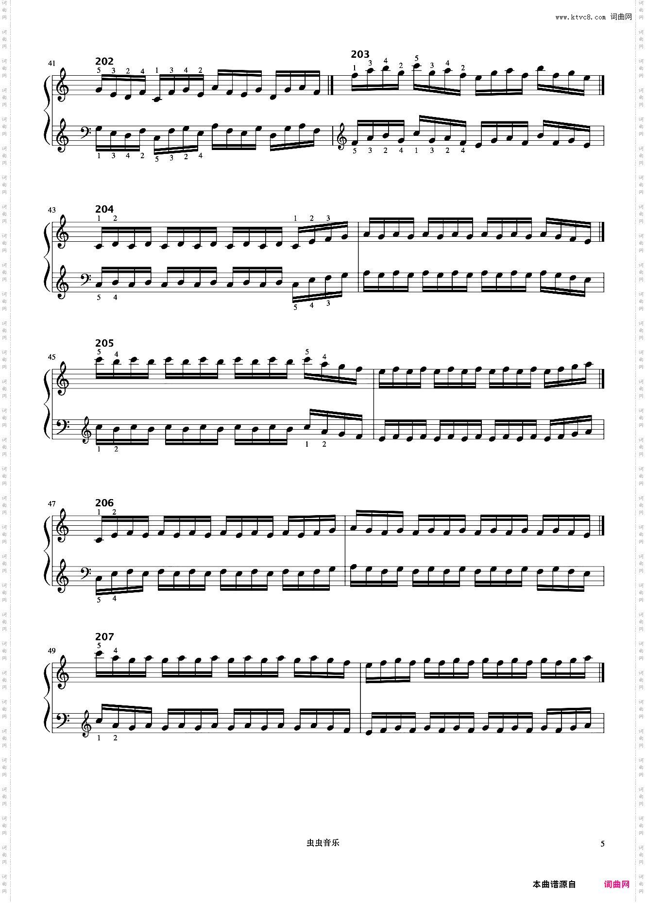 练习手的变换位置《什密特钢琴手指练习》