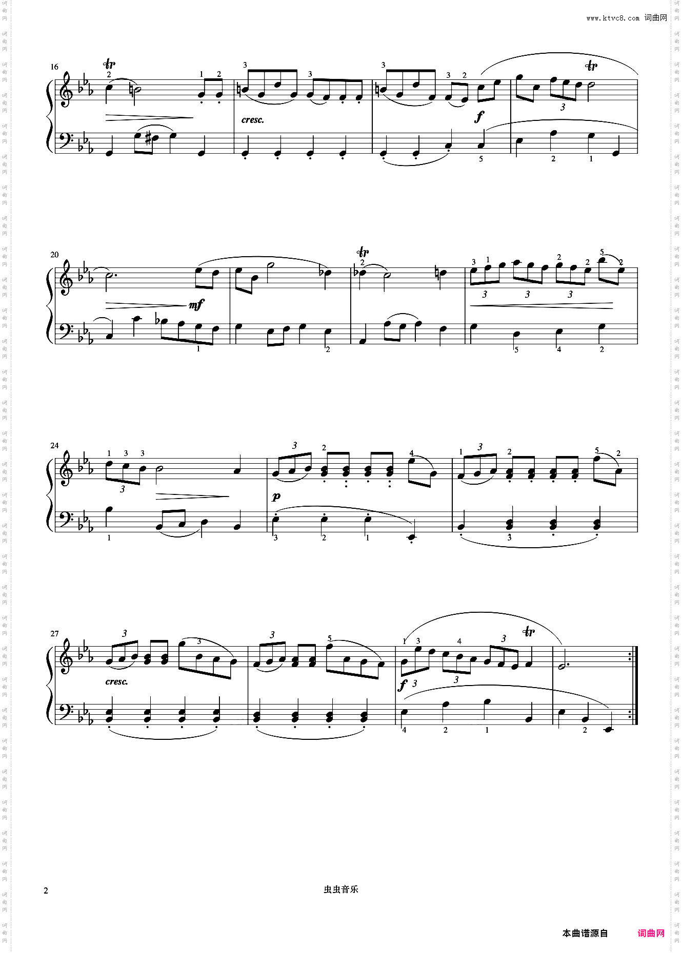 第16首 进行曲《巴赫 初级钢琴曲集》