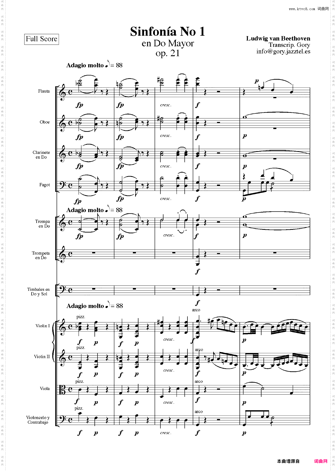 贝多芬第一交响曲 总谱