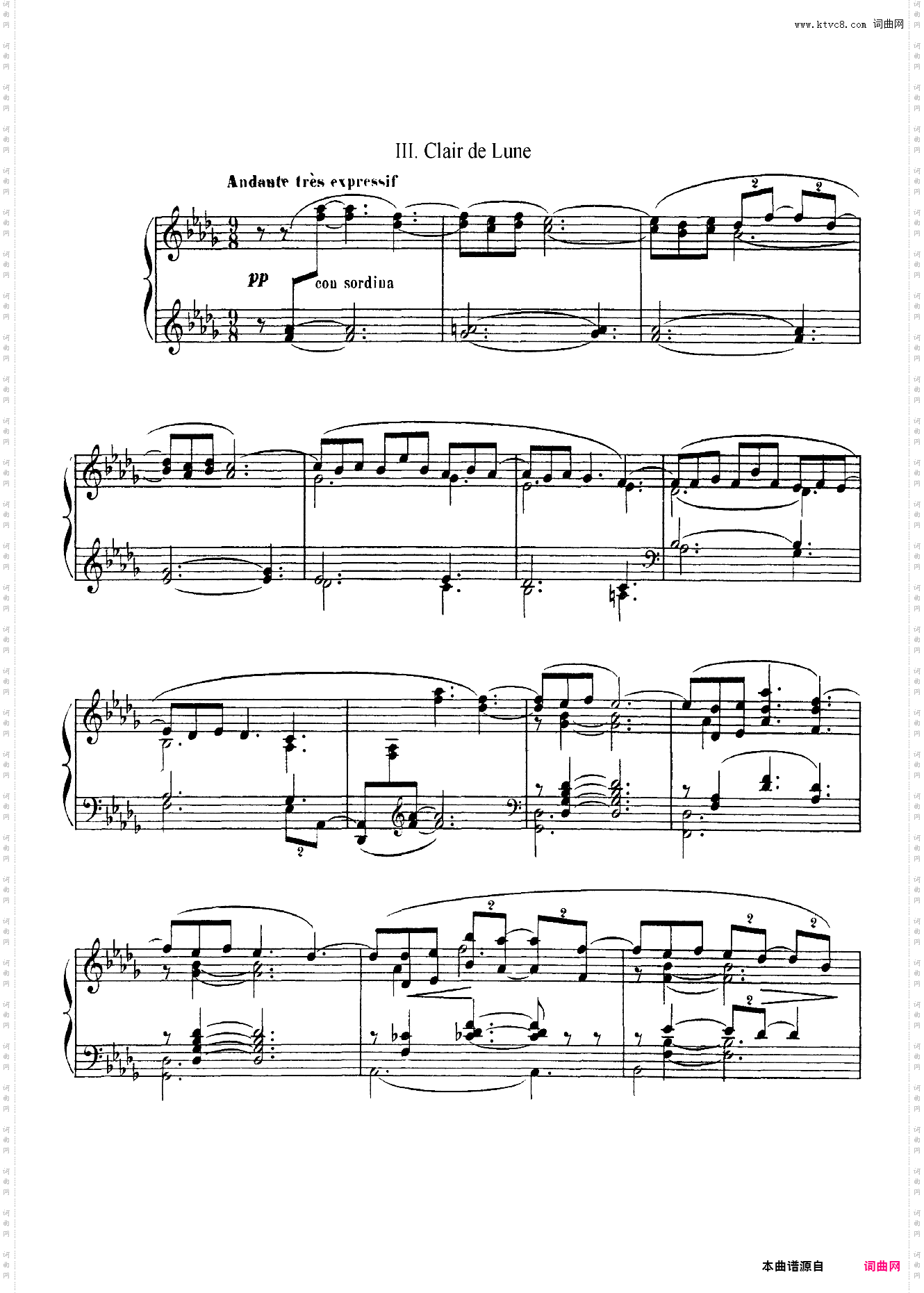 clair de lune 月光 德彪西 原版