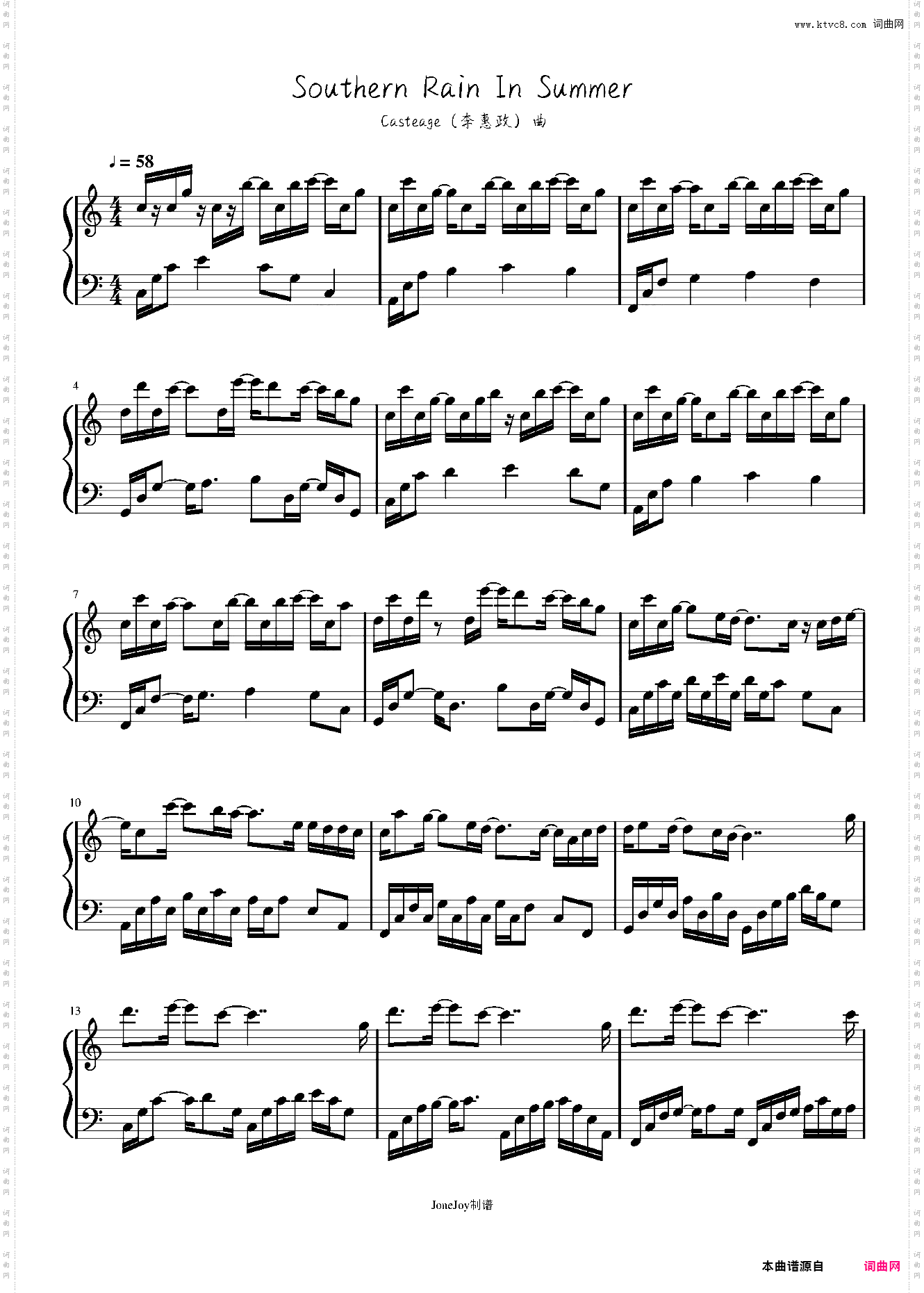 southern rain in summer