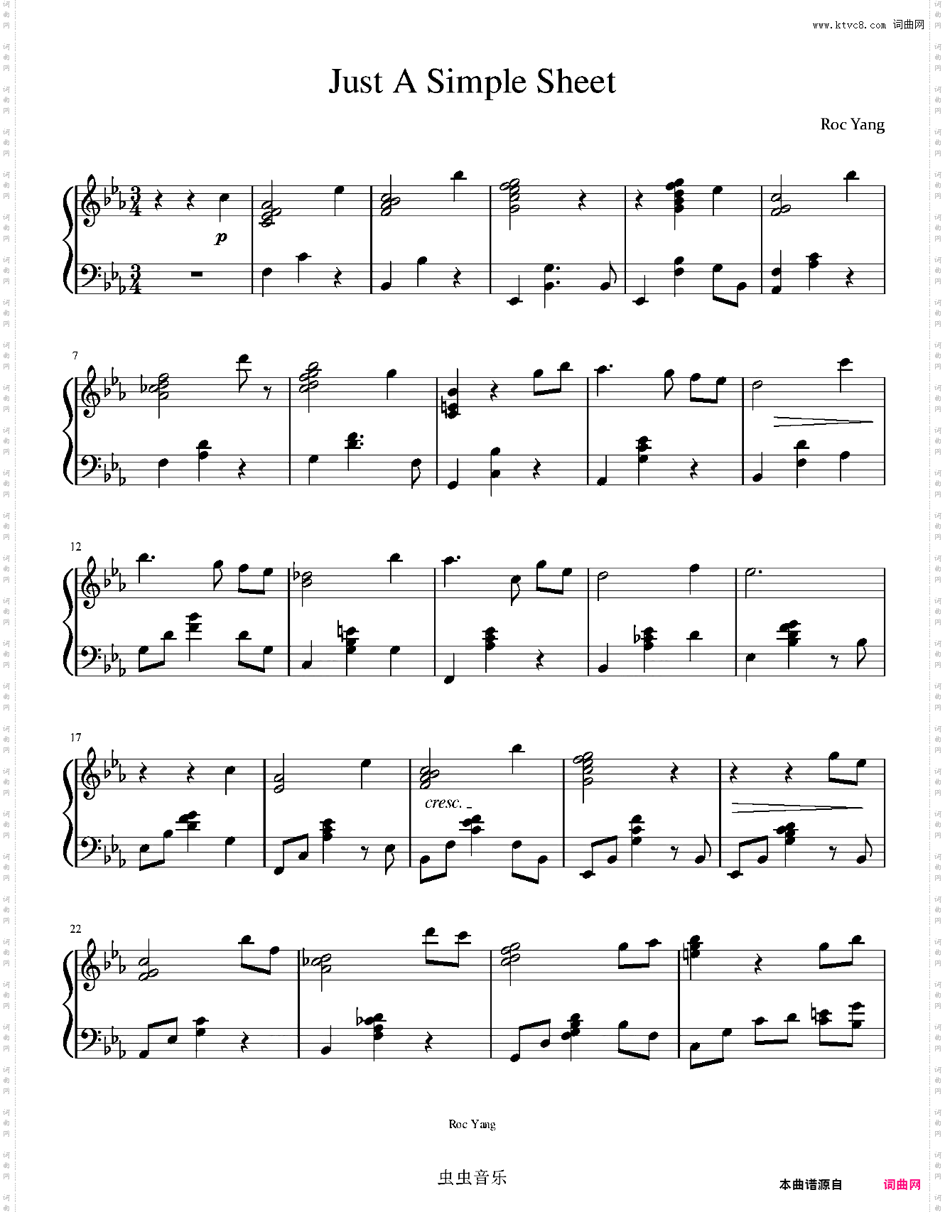 简单曲_Just A Simple Sheet_降E大调和弦练习曲
