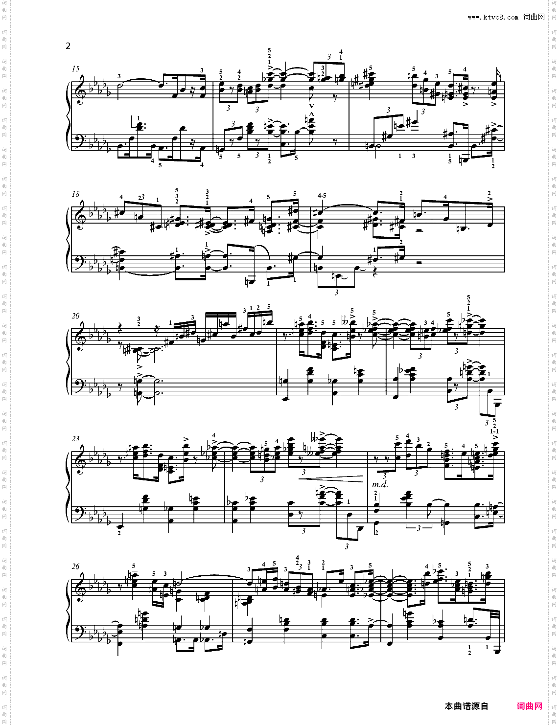 【爵士】【带指法】 尼古拉·凯帕斯汀 八首音乐会练习曲Eight Concert Études Op 40 - No· 7· Intermezzo· Allegretto