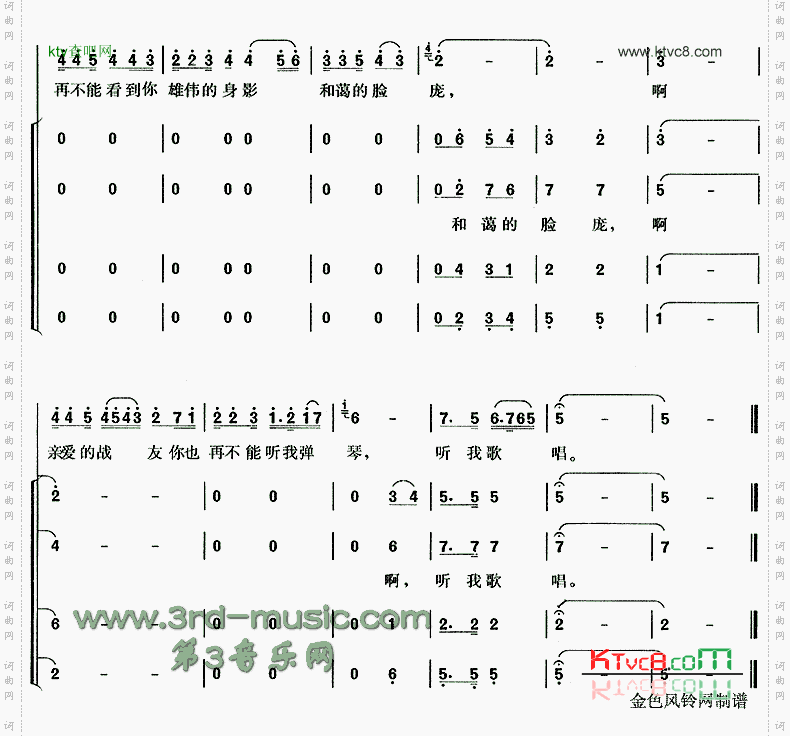 怀念战友(《冰山上的来客》插曲)[合唱曲谱]