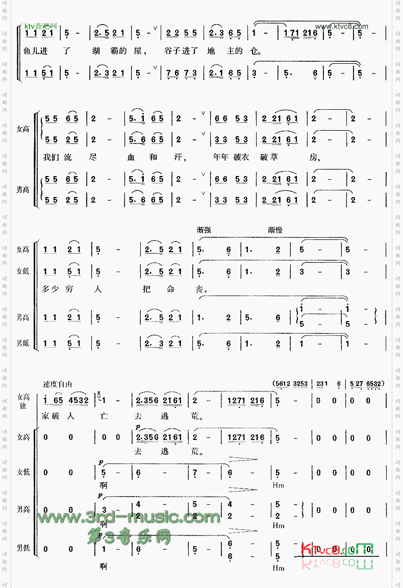放下三棒鼓扛起红缨枪《洪湖赤卫队》选曲[合唱曲谱]