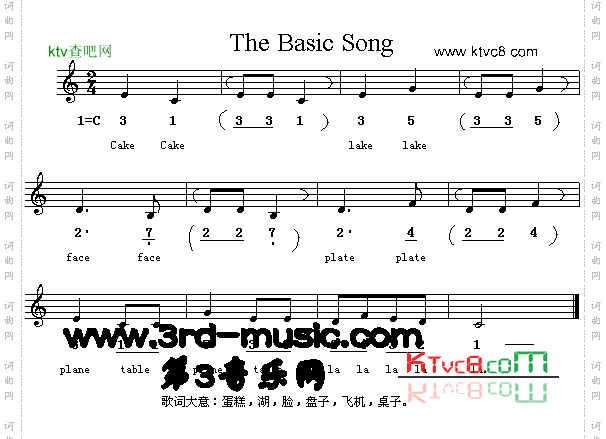 TheBasicSong英文儿童歌[简谱]