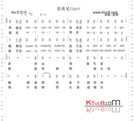老虎是tiger