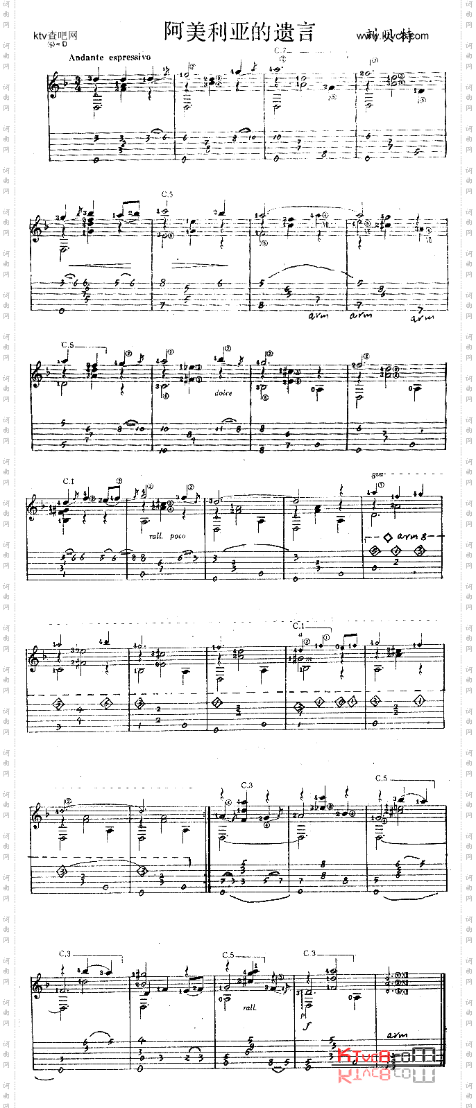 阿美利亚的遗言_独奏曲