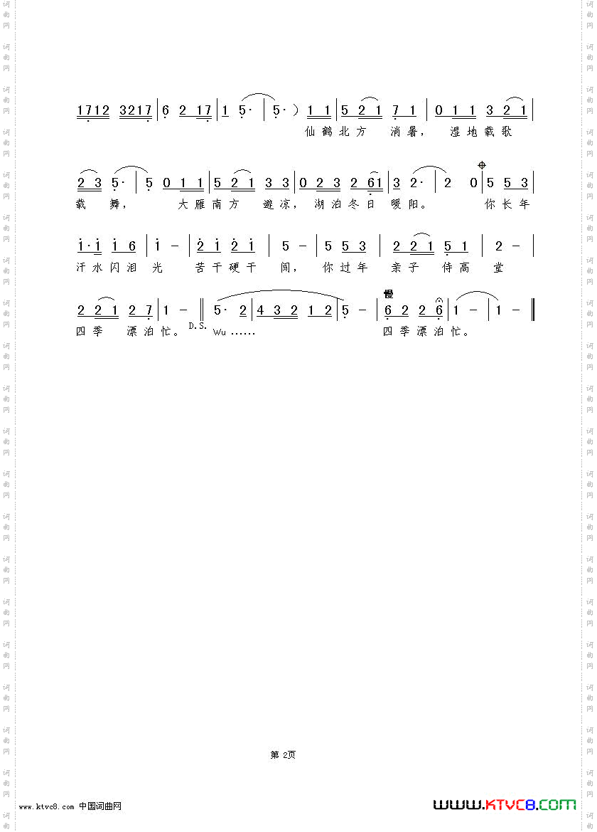 候鸟情罗学李词谢伟曲
