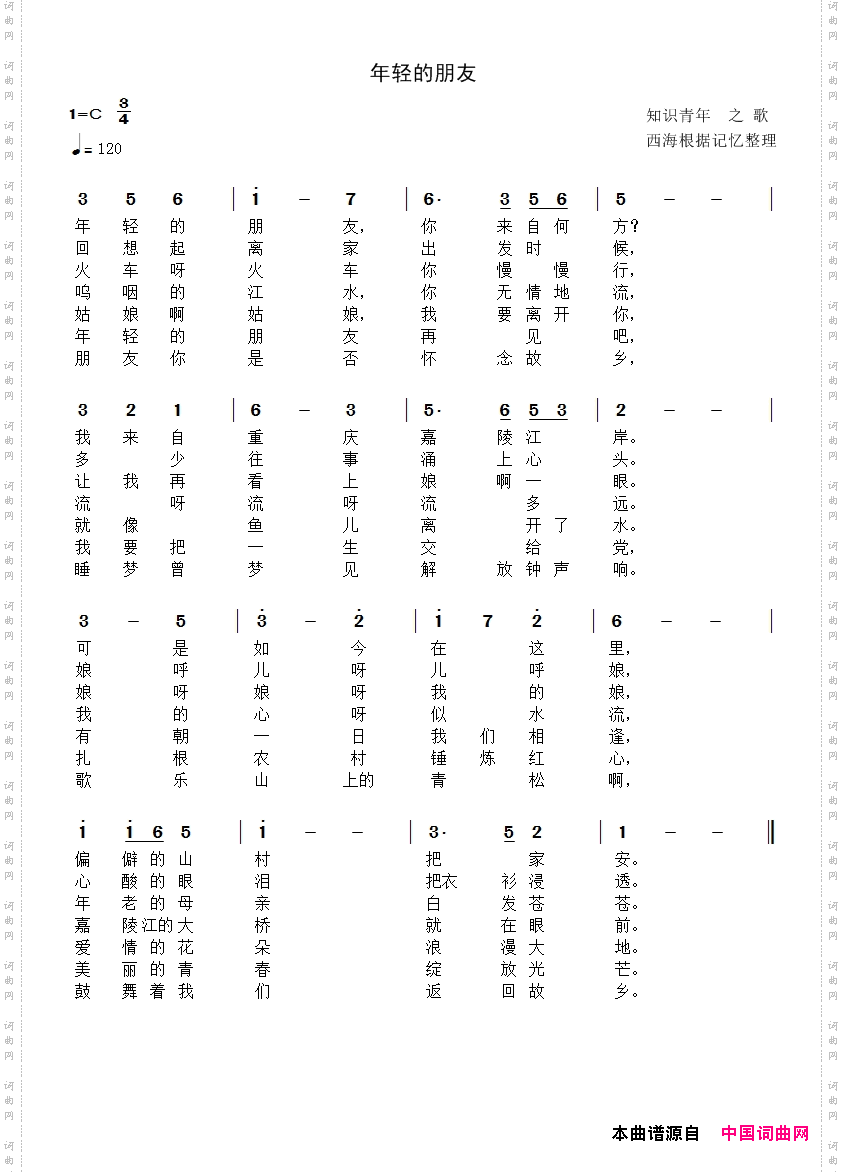 年轻的朋友_重庆知青之歌