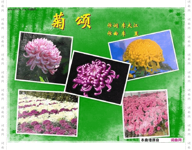 《菊颂》简谱 李大江作词 李昱作曲 李昱编曲  第1页