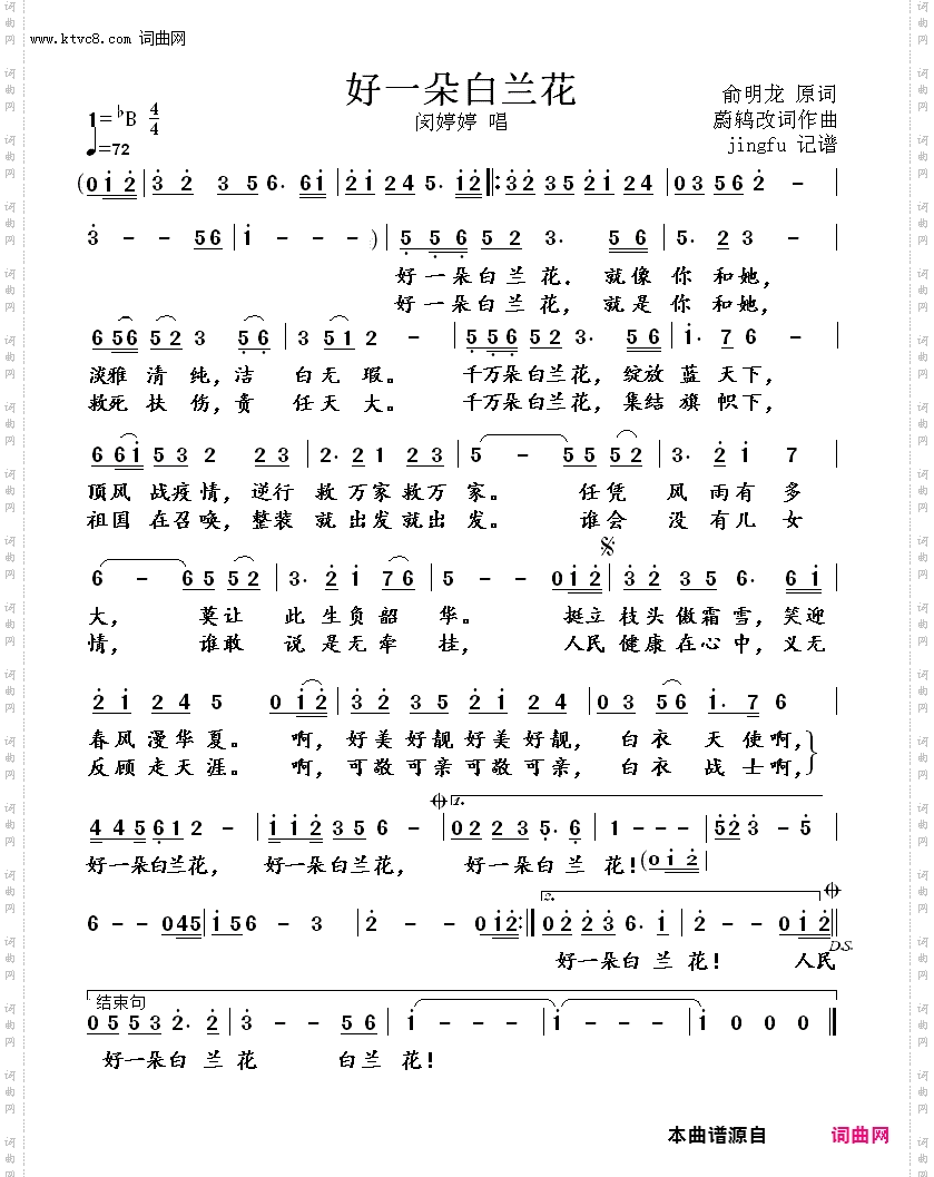 好一朵白兰花