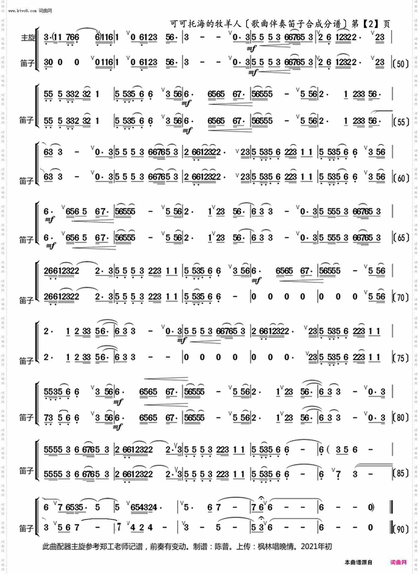 可可托海的牧羊人_歌曲伴奏谱