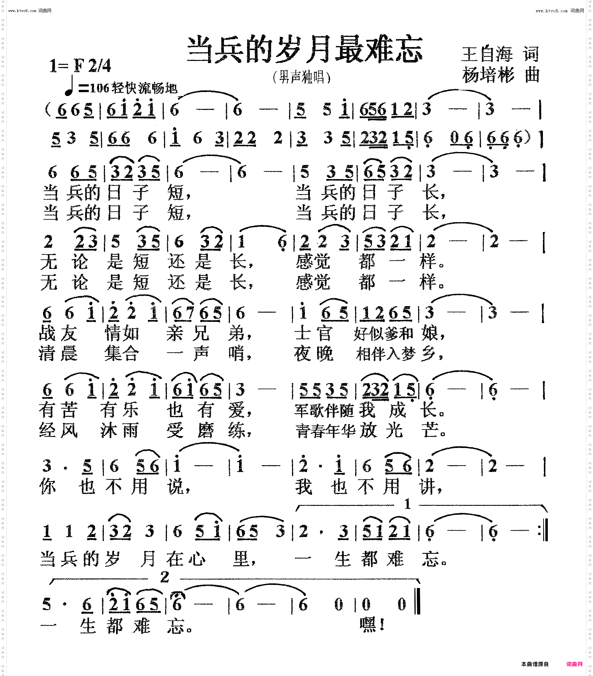 当兵的岁月最难忘_男声独唱