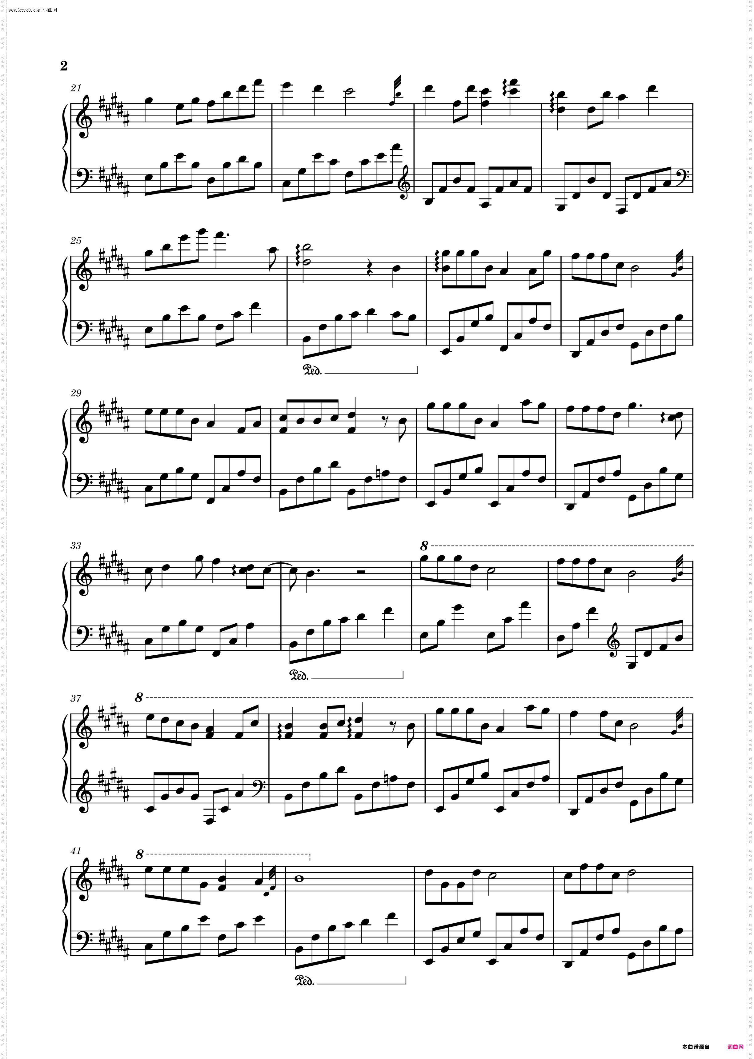 瞬间的永恒_原调钢琴曲谱