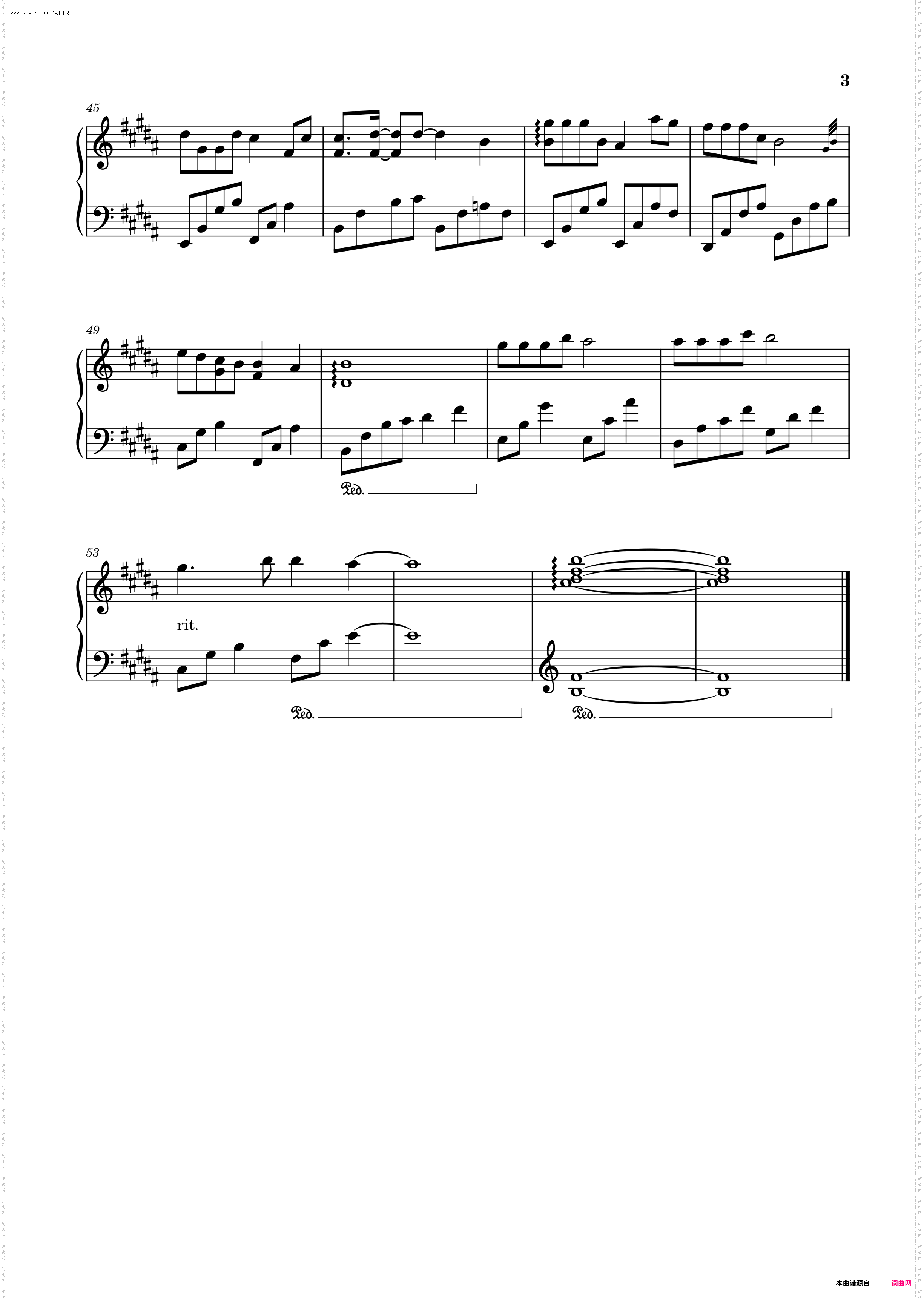 瞬间的永恒_原调钢琴曲谱
