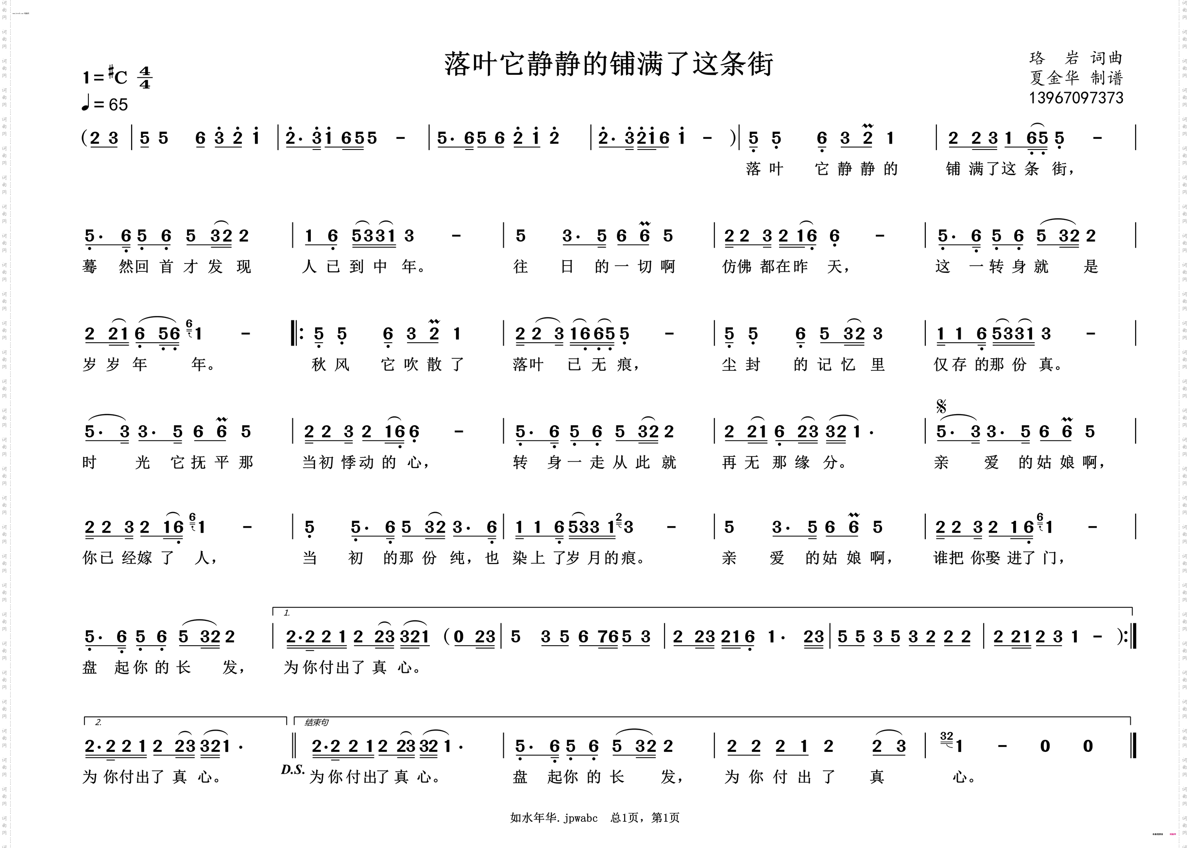 落叶它静静的铺满了这条街