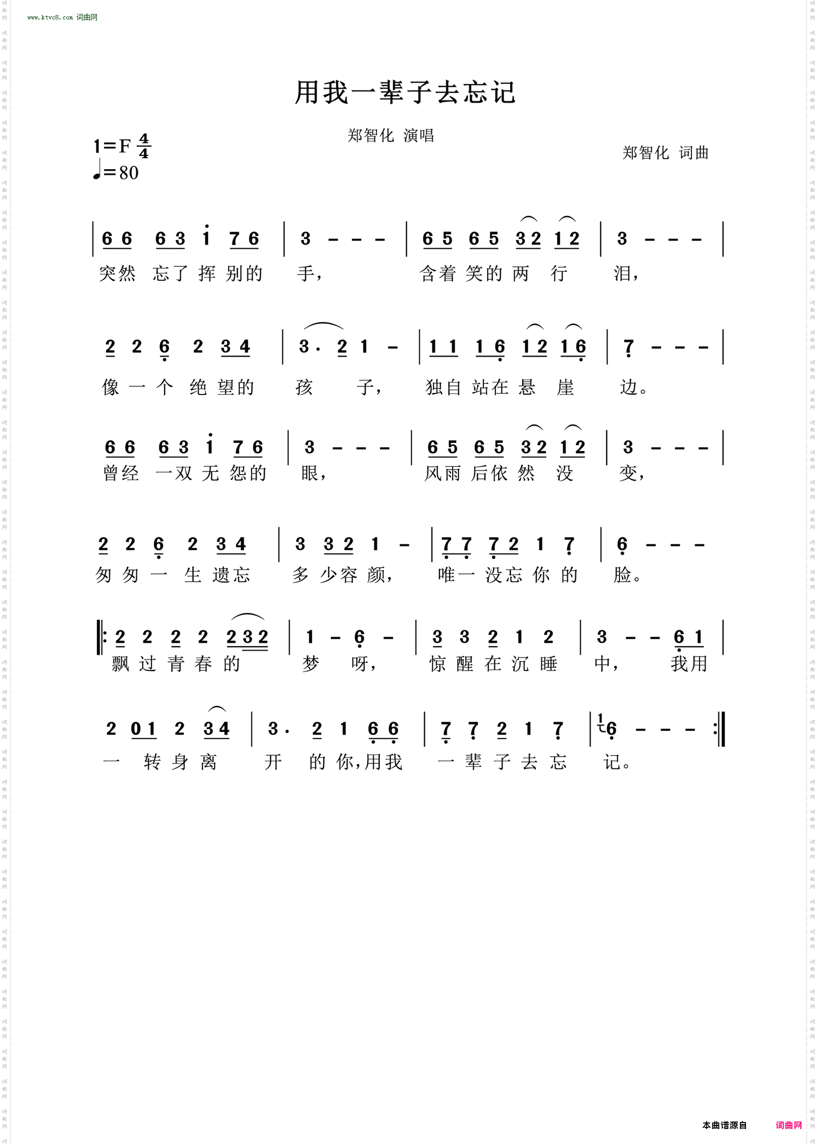 用我一辈子去忘记