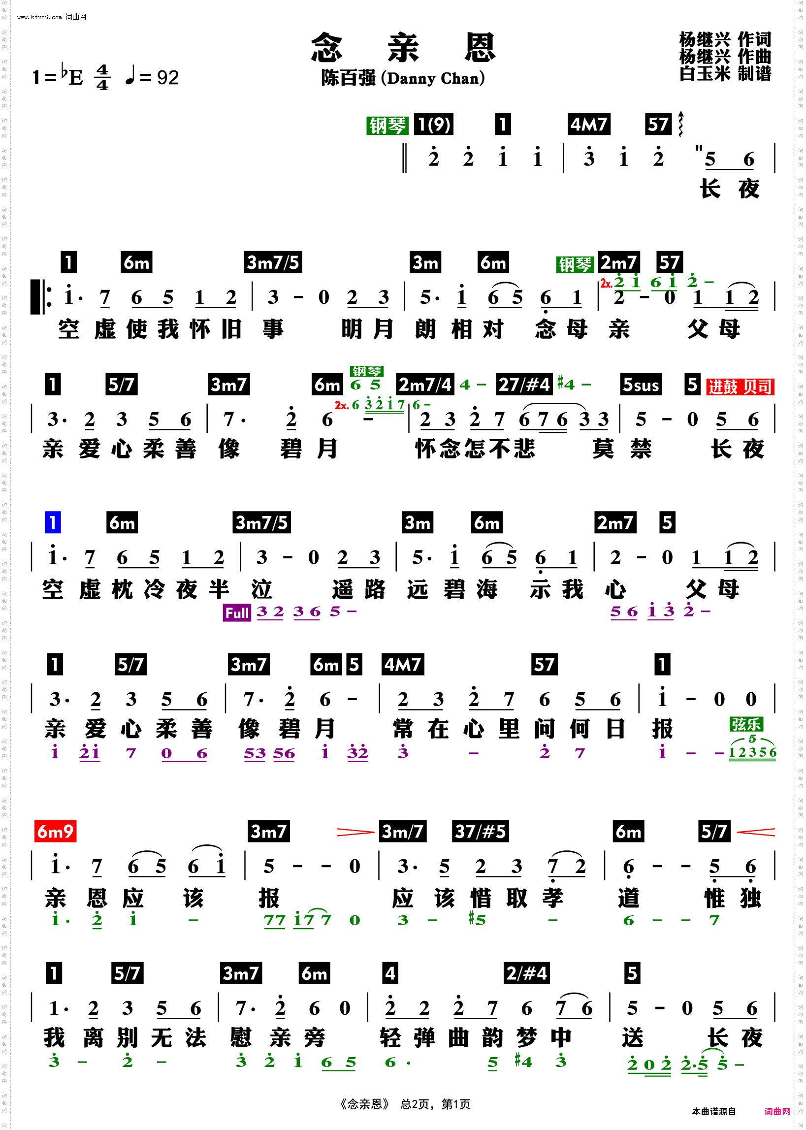 念亲恩_功能谱