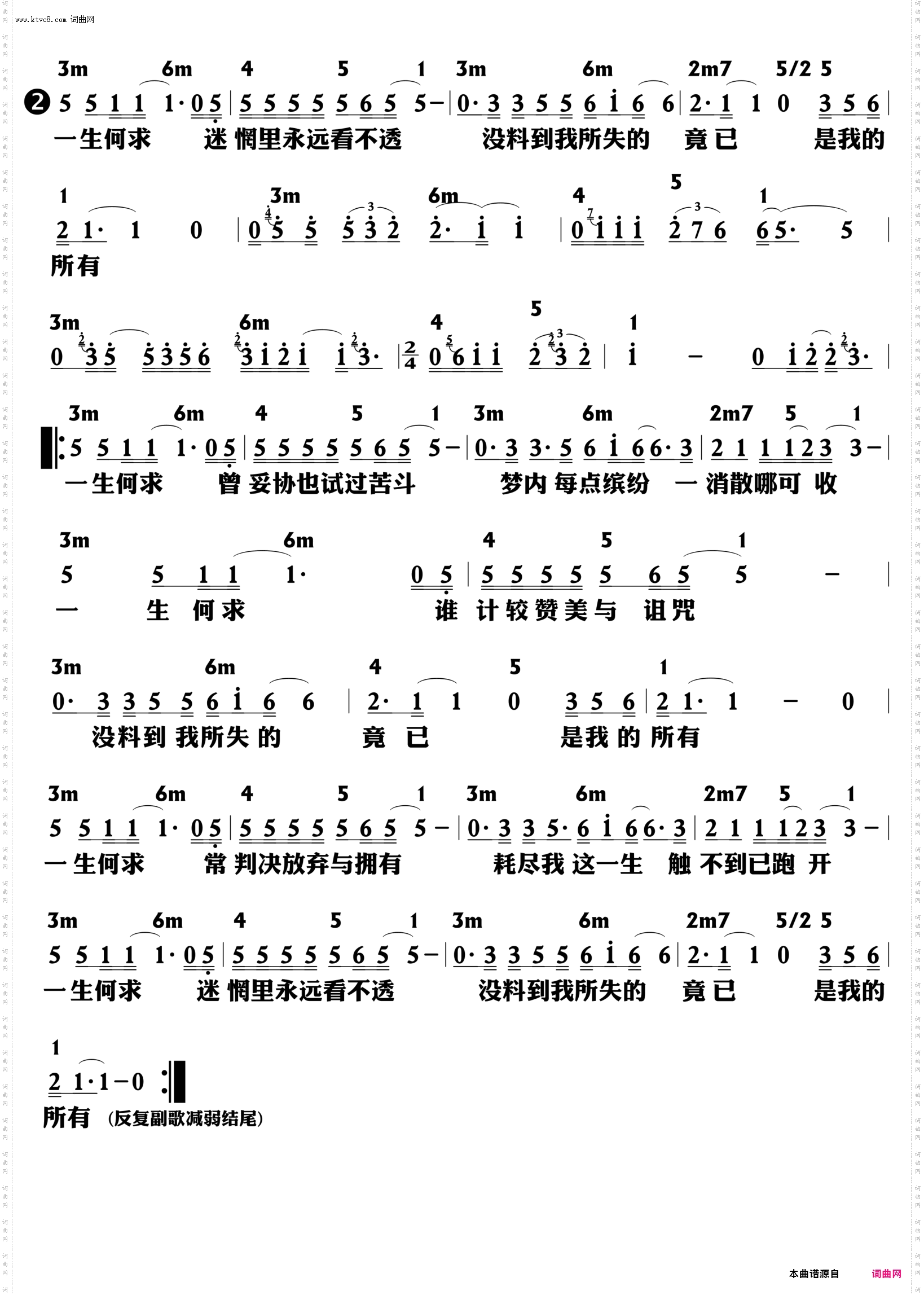 一生何求_功能谱
