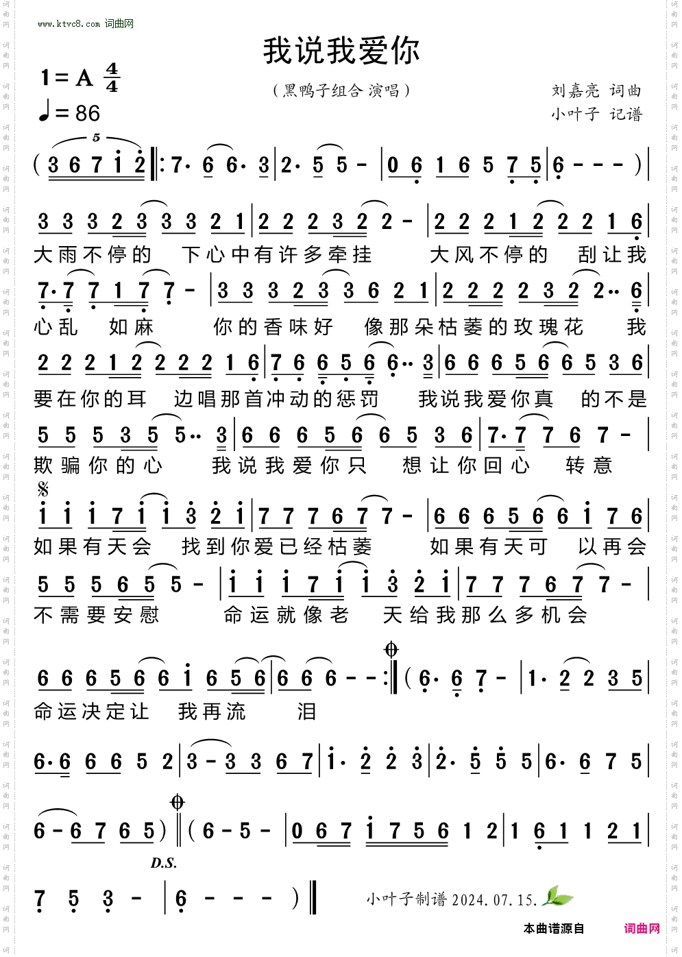 我说我爱你