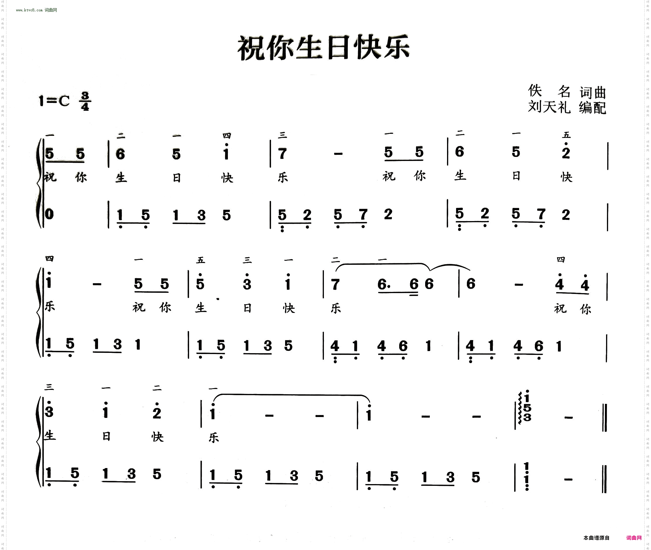 祝你生日快乐_钢琴双手简谱