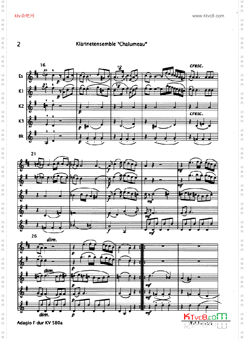 adagio f dur kv 580