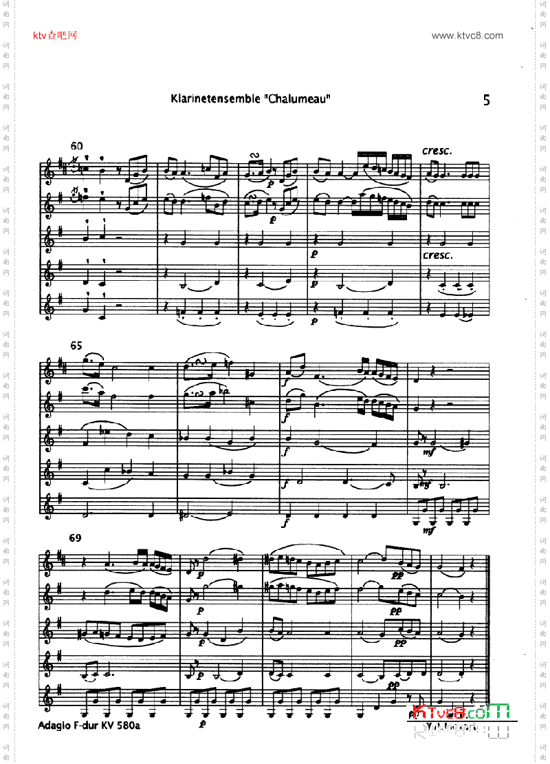 adagio f dur kv 580