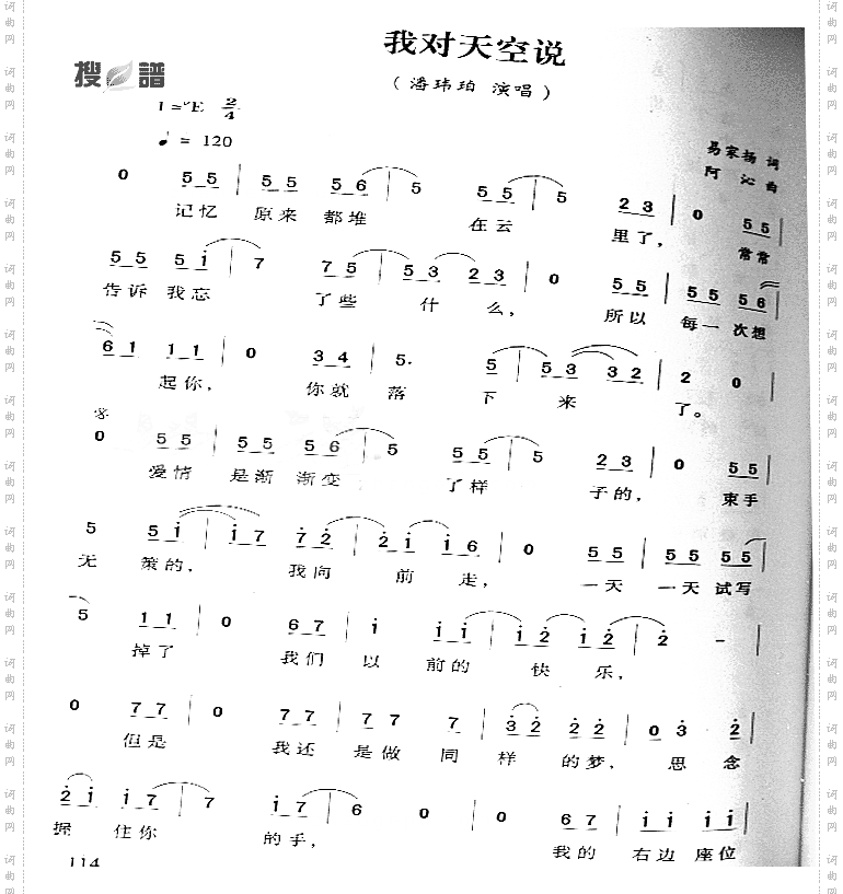 我对天空说