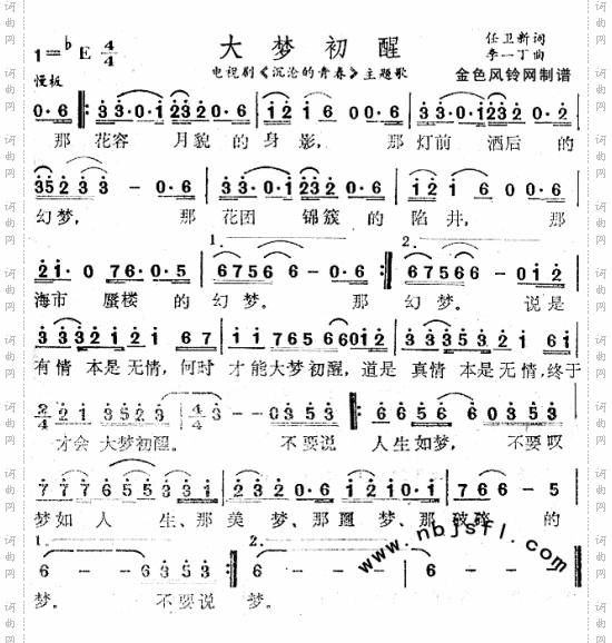 大梦初醒《沉沦的青春》主题歌