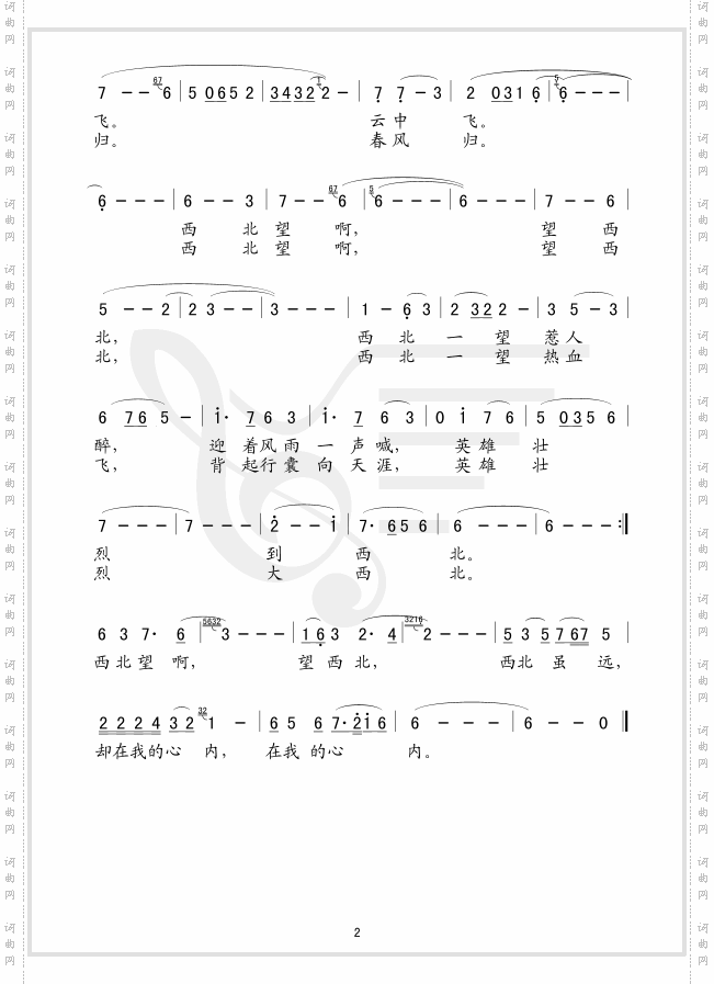 西北望