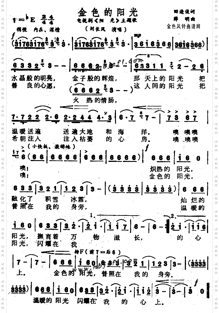 金色的阳光《阳光》主题歌
