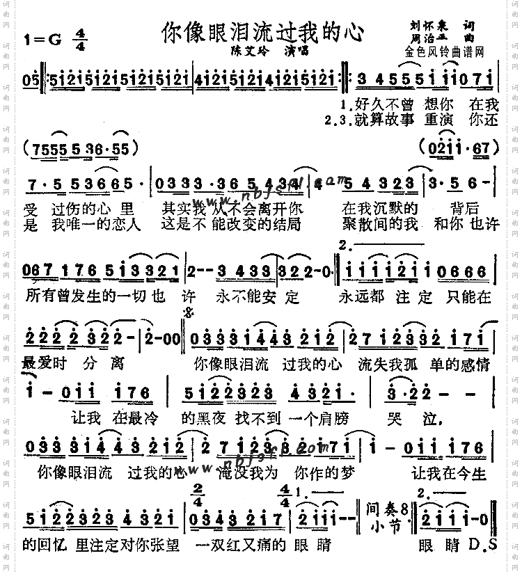 你像眼泪流过我的心