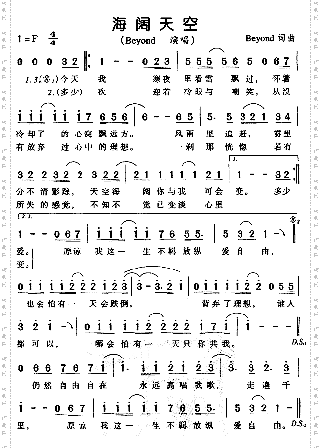 海阔天空粤语