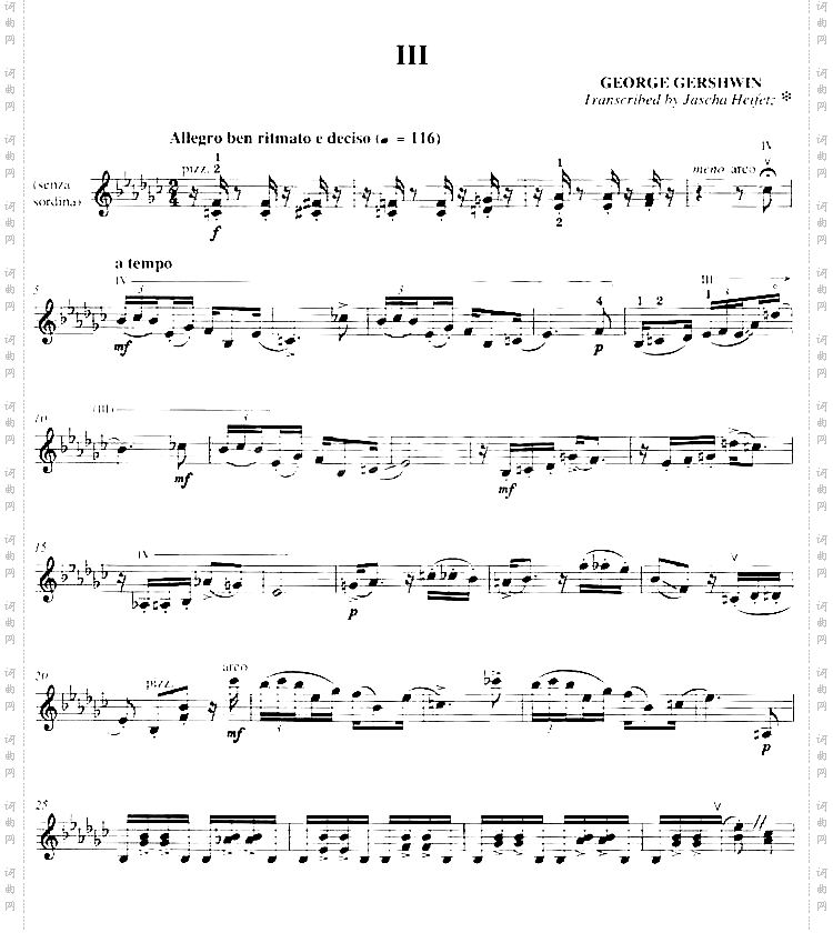 海菲茨《ThreePreludesforPianp》III