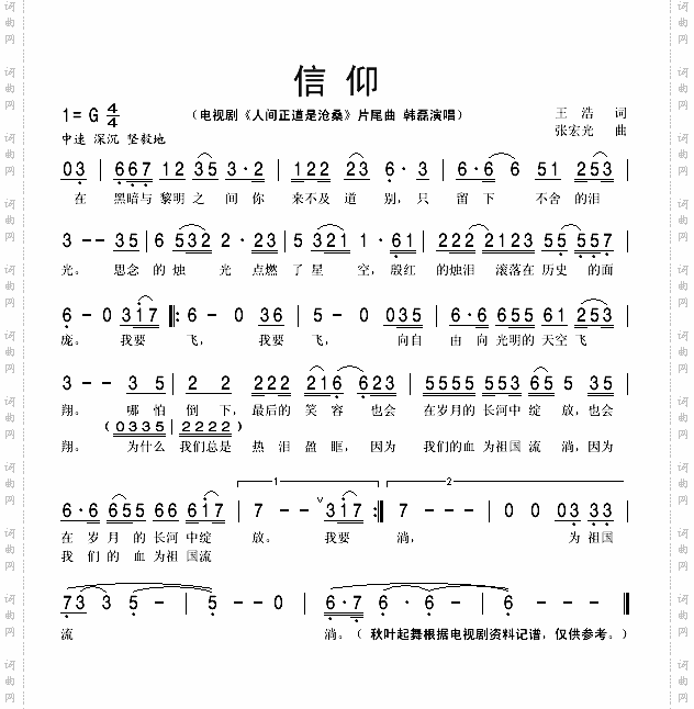 信仰_电视剧《人间正道是沧桑》片尾曲