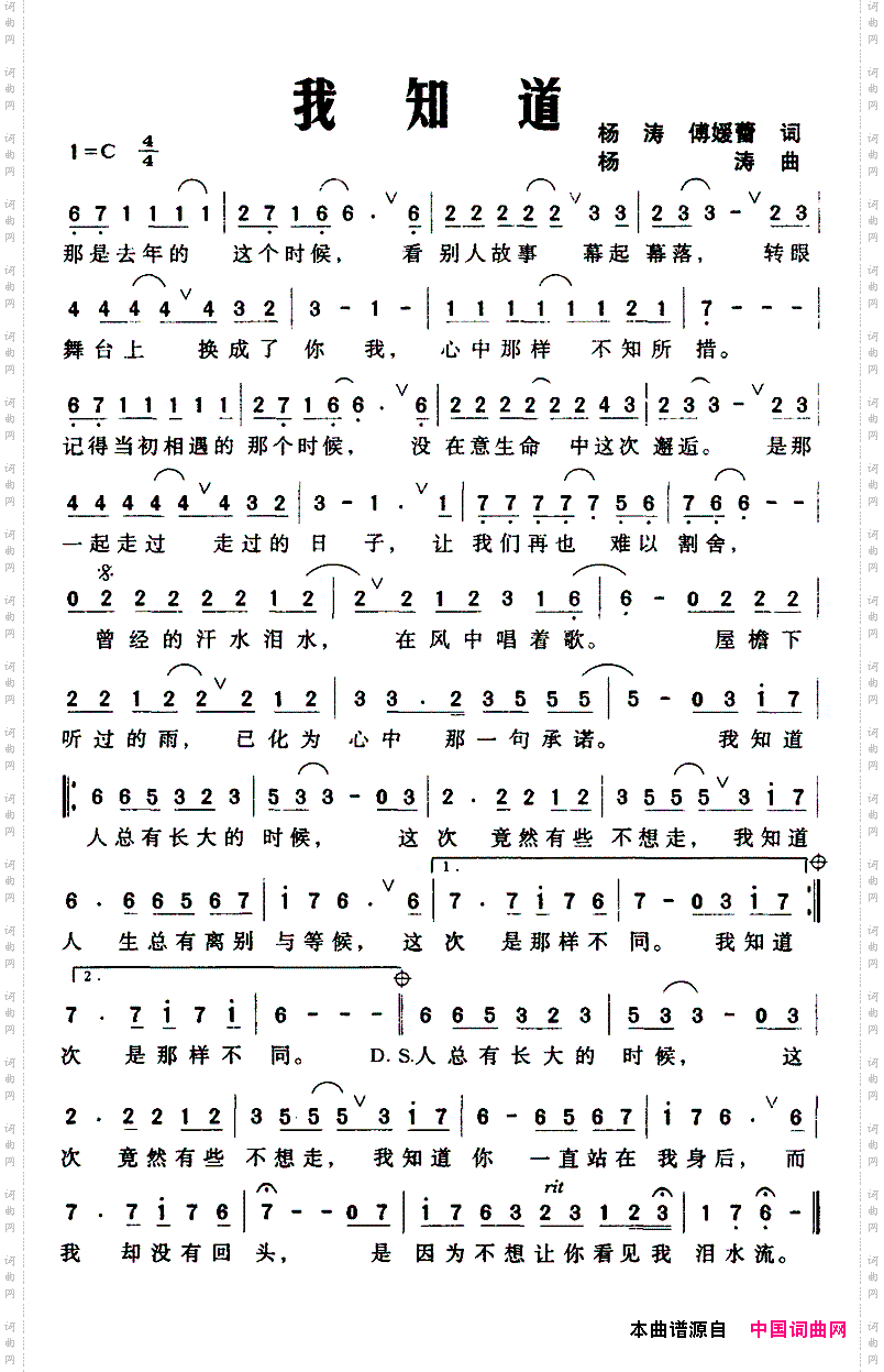 我知道杨涛词曲