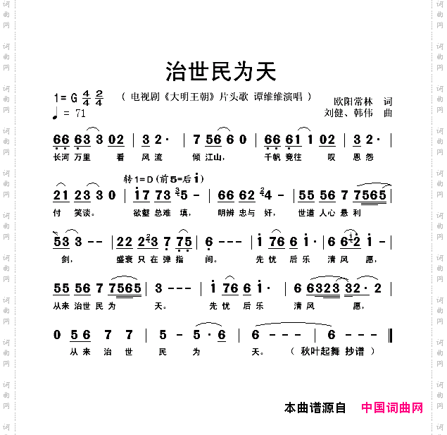 治世民为天电视剧《大明王朝》片头曲