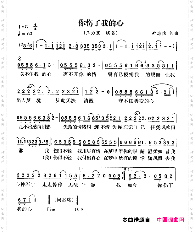你伤了我的心