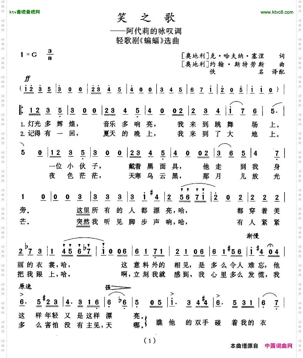 笑之歌轻歌剧《蝙蝠》选曲[奥]