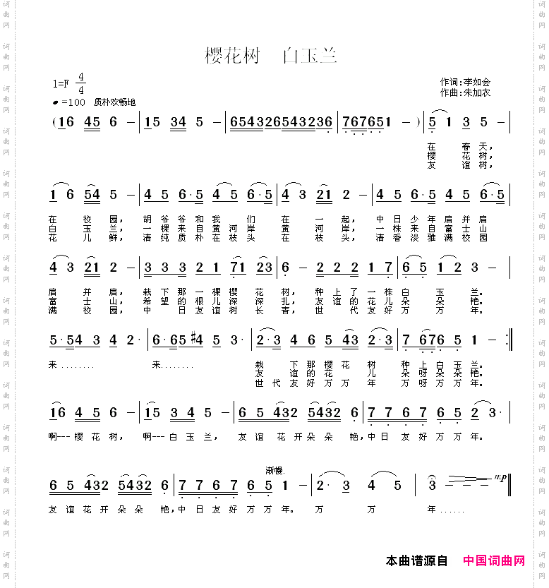 樱花树白玉兰
