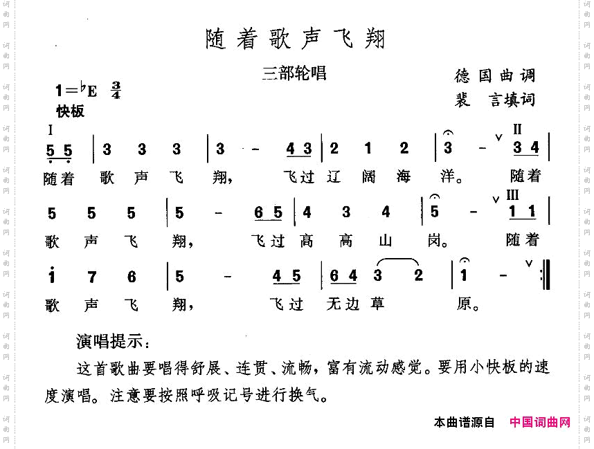 随着歌声飞翔裴言填词版