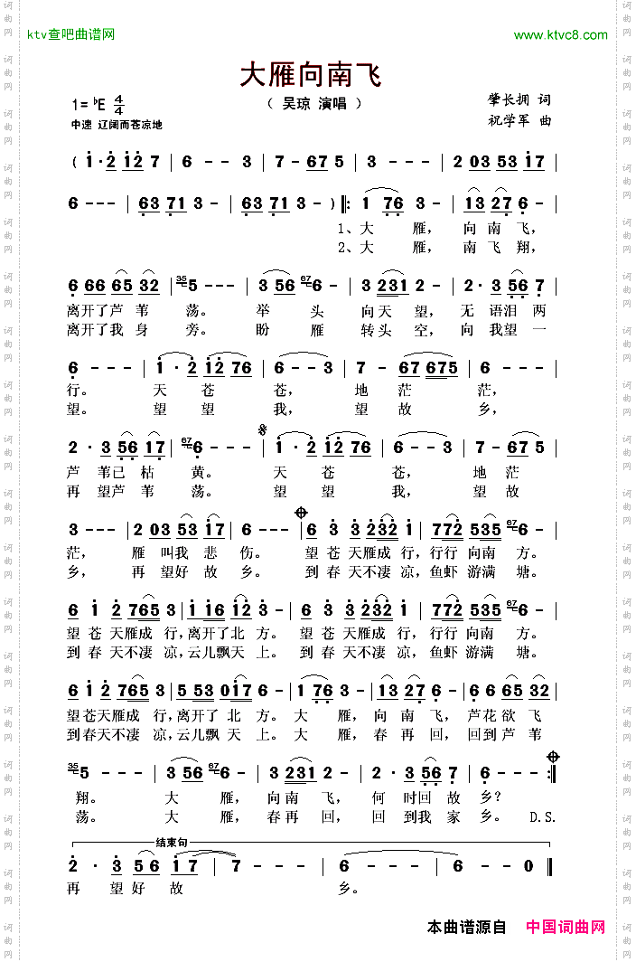大雁向南飞