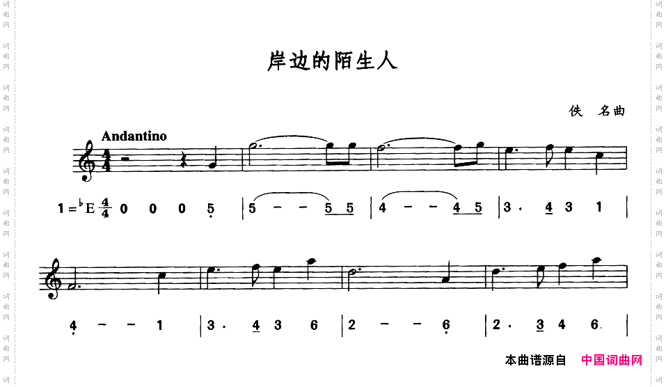 岸边的陌生人简线合谱