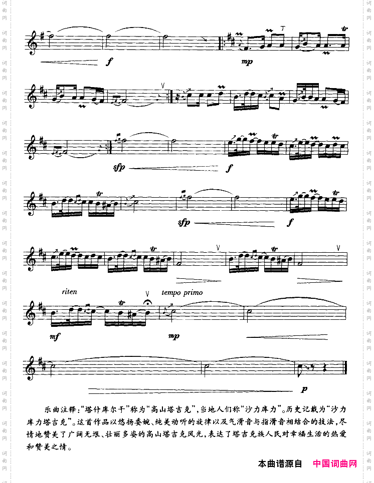 美丽的沙力库力竖笛独奏