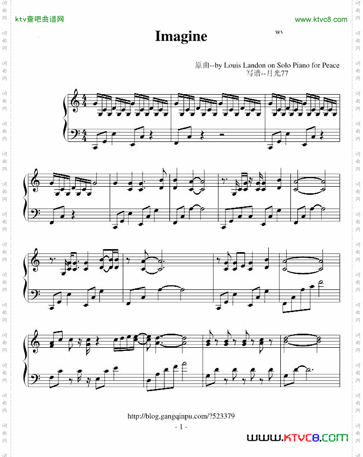 ImaginebyLouisLandononSoloPianoforPeace