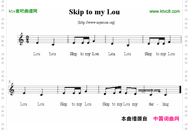 SkiptomyLou英文儿歌、五线谱